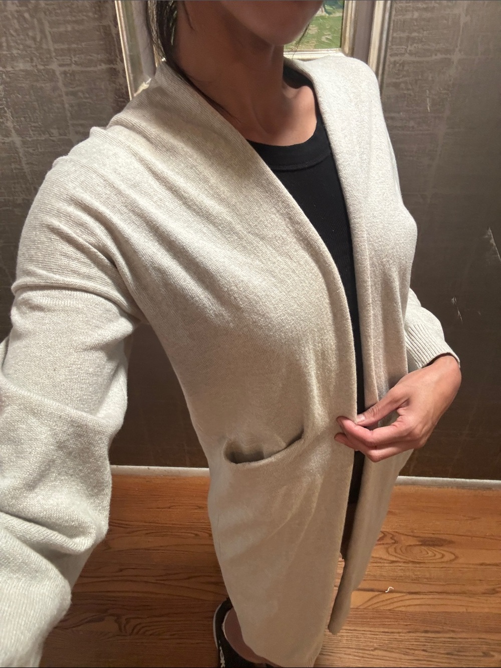 Open-Front Longline Cardigan Sweater in Light Gray (Super Soft made from Japan!)